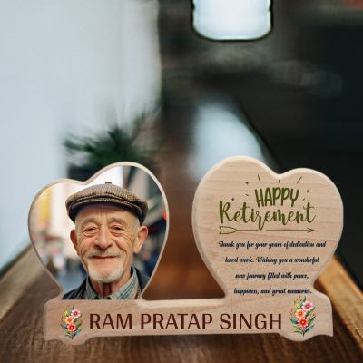 Personalized Happy Retirement Double Heart Wooden Plaque | Custom Photo & Name  Meaningful Retirement Gift for Teachers, Doctors, and Colleagues, Men & Women  Desktop Wood Decor for Home or Office